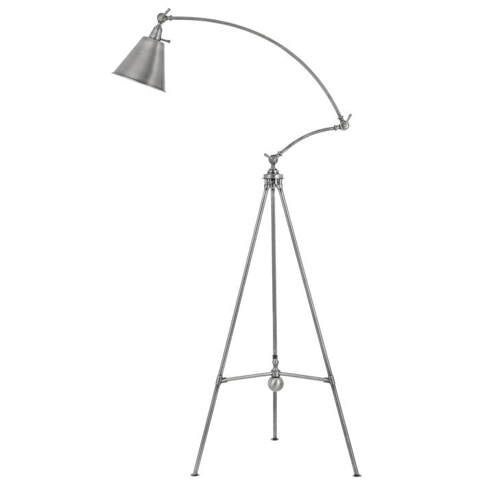 60 Watt Adjustable Metal Frame Tripod Floor Lamp, Antique Silver