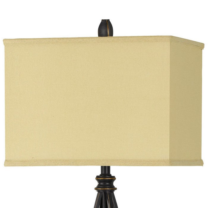 150W Twisted Design Metal Floor Lamp with Fabric Shade, Bronze and Beige