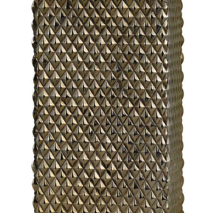3 Way Table Lamp with Studded Diamond Pattern Ceramic Base, Cream and Gold