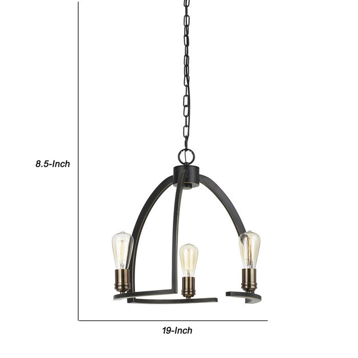 3 Coinciding Metal Chandelier with 6 Feet Chain, Black