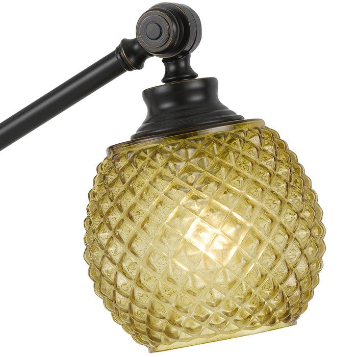 Glass Shade Metal Desk Lamp with 2 USB Outlets, Dark Bronze and Gold