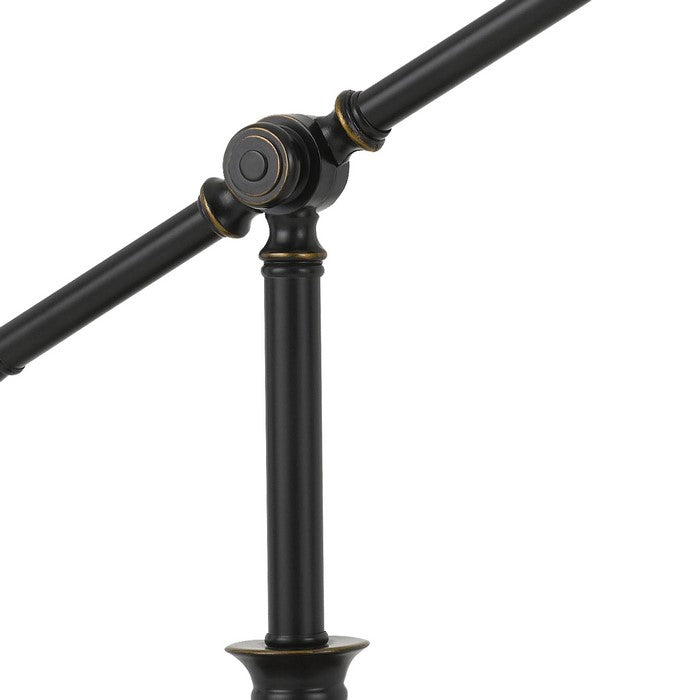 Glass Shade Metal Desk Lamp with 2 USB Outlets, Dark Bronze and Gold