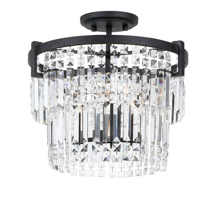 Hanging Crystal Shade Pendant Fixture with Hardwired Switch, Clear