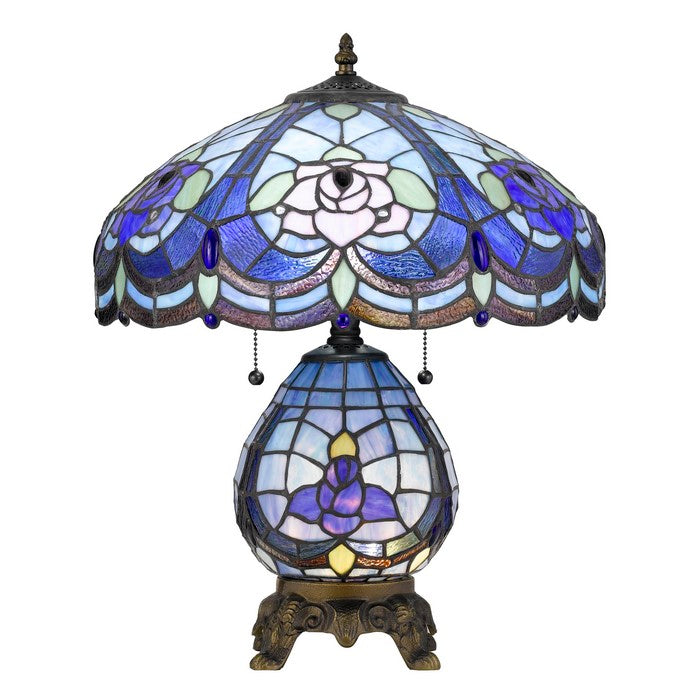 60 X 2 Watt Polyresin Table Lamp with 7 Watt Night Light, Blue