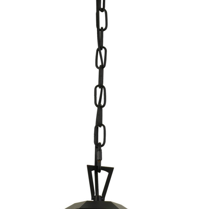Geometric Design Metal Frame Pendant Fixture with Chain, Black