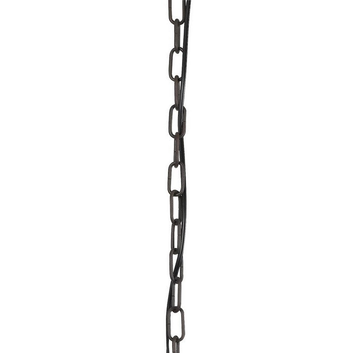 3 Glass Shade Metal and Wooden Chandelier with Chain, Black and Clear