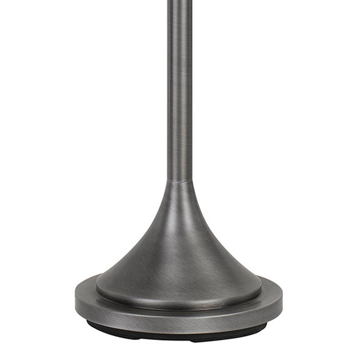 60W x 2 Metal Floor Lamp with Fabric Drum Shade, Antique Silver