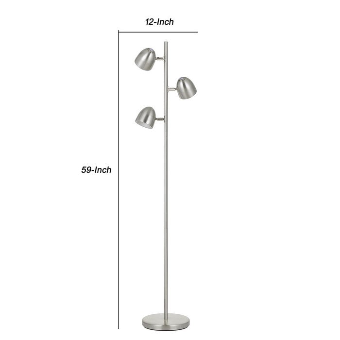 3 Metal Heads Floor Lamp with Touch Sensor Dimmer Control, Chrome