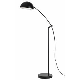 Arched Metal Floor Lamp with Adjustable Arm and Tubular Stand, Black