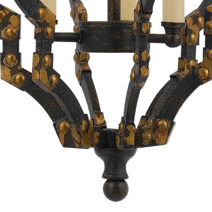 Quatrefoil Design Metal Frame Pendant Lighting with Rivet Accents, Black