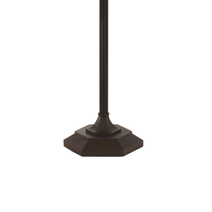 Polyresin Floor Lamp with Glass Shade and Pull Chain Switch, Black