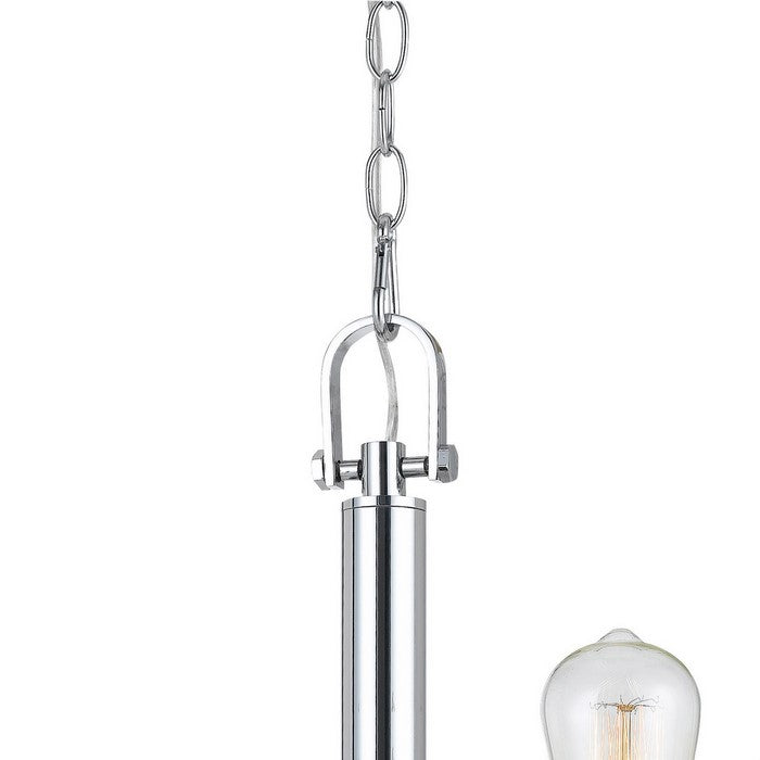 Geometric Design Metal Chandelier with Chain, Chrome and Black