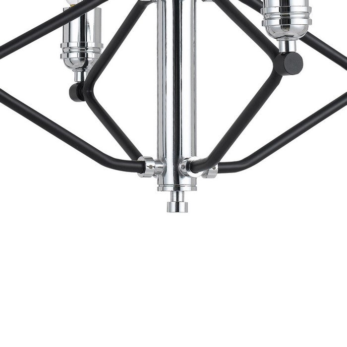 Geometric Design Metal Chandelier with Chain, Chrome and Black