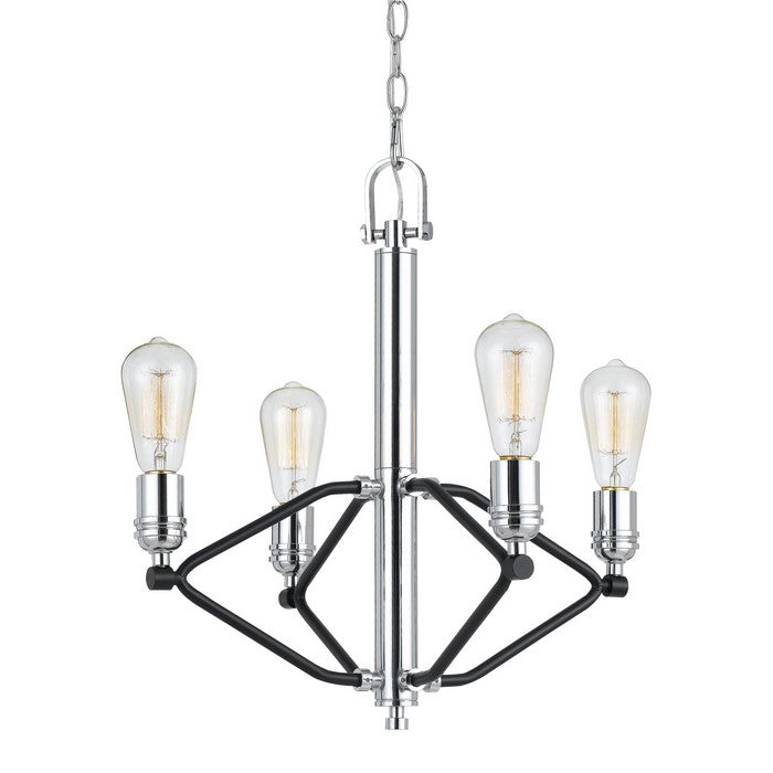 Geometric Design Metal Chandelier with Chain, Chrome and Black