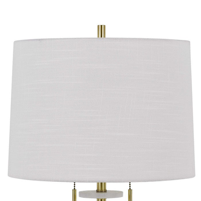 60 X 2 Watt Metal Table Lamp with Fabric Drum Shade, White and Gold