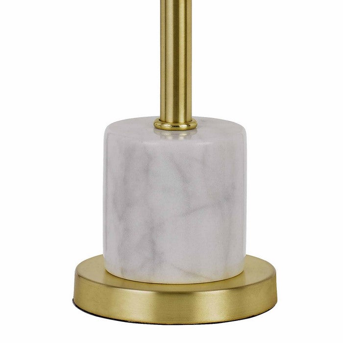 60 X 2 Watt Metal Table Lamp with Fabric Drum Shade, White and Gold