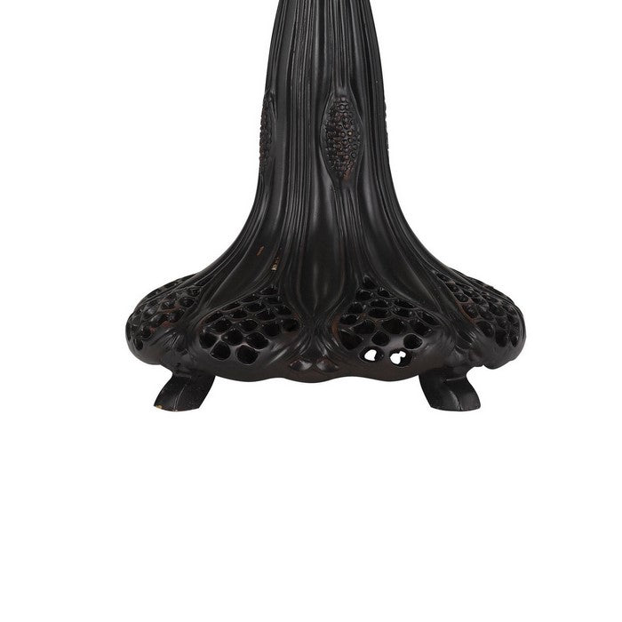 Polyresin Table Lamp with Glass Shade and Pull Chain Switch, Bronze