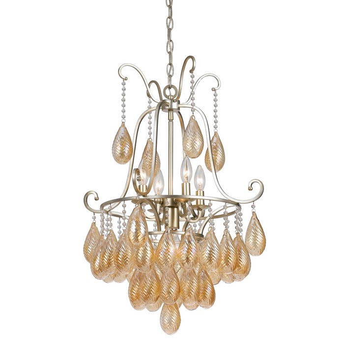 60 X 5 Watt Metal and Glass Frame Chandelier, Silver and Gold