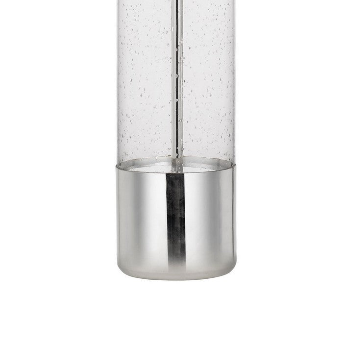 3 Way Bubble Glass Table Lamp with Fabric Shade, Set of 2, White and Clear
