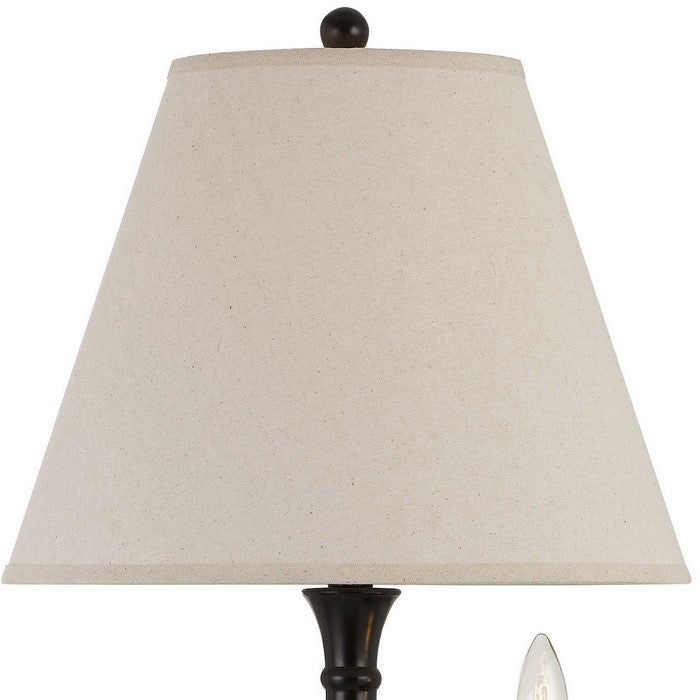 100W Metal Floor Lamp with Empire Shade and Candle Holder, Dark Bronze