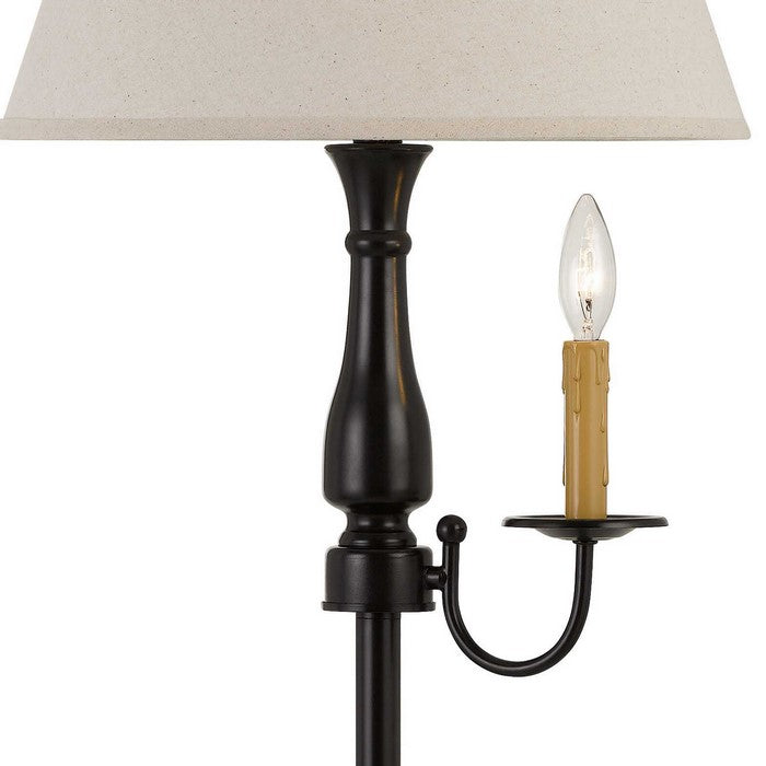 100W Metal Floor Lamp with Empire Shade and Candle Holder, Dark Bronze
