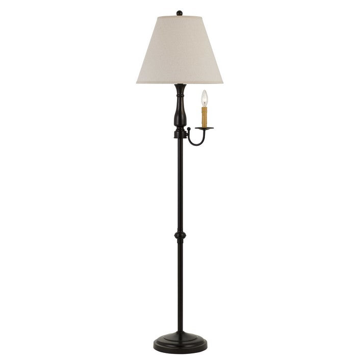 100W Metal Floor Lamp with Empire Shade and Candle Holder, Dark Bronze