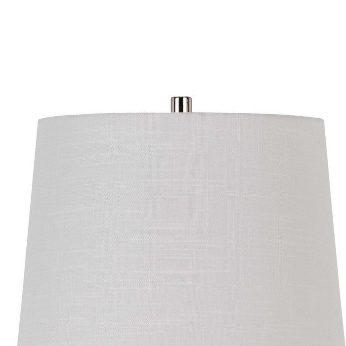 Rippled Glass Table Lamp with Metal Base, White and Clear