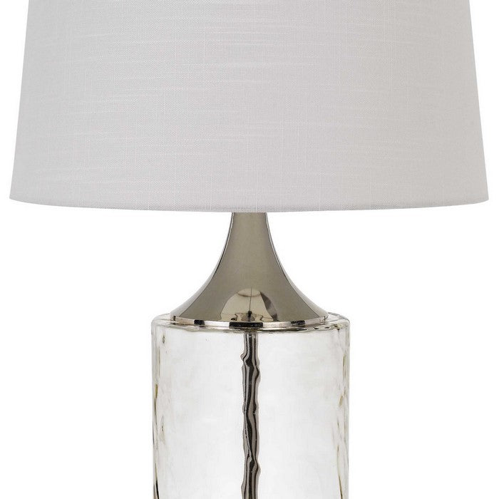 Rippled Glass Table Lamp with Metal Base, White and Clear