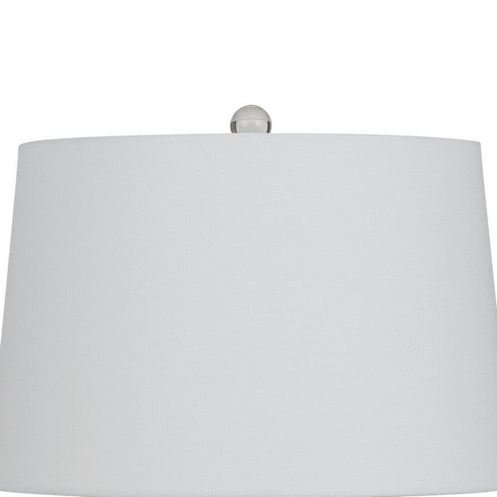 Fabric Shade Table Lamp with Bellied Glass Base, White and Orange
