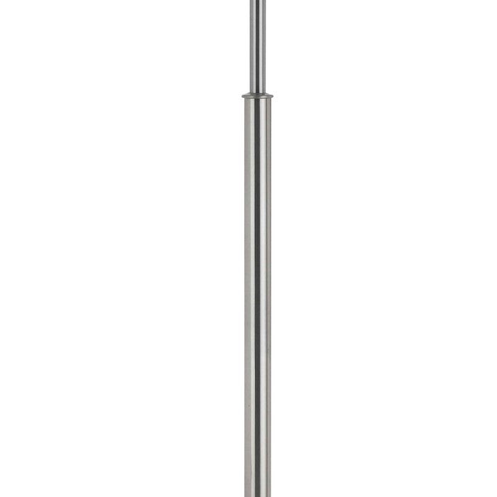 Fabric Floor Lamp with Tubular Stand and Rectangular Base, White and Chrome