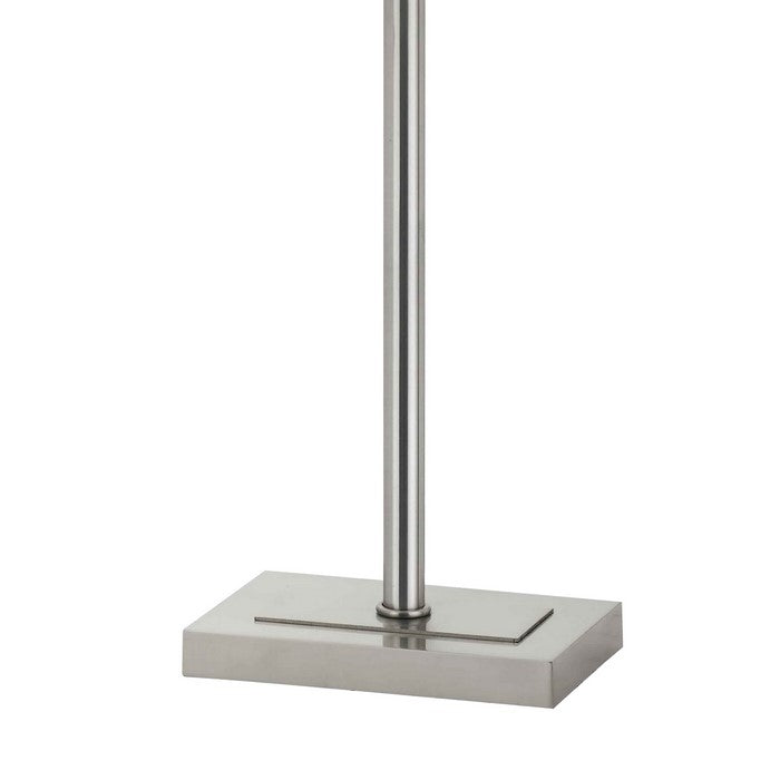 Fabric Floor Lamp with Tubular Stand and Rectangular Base, White and Chrome