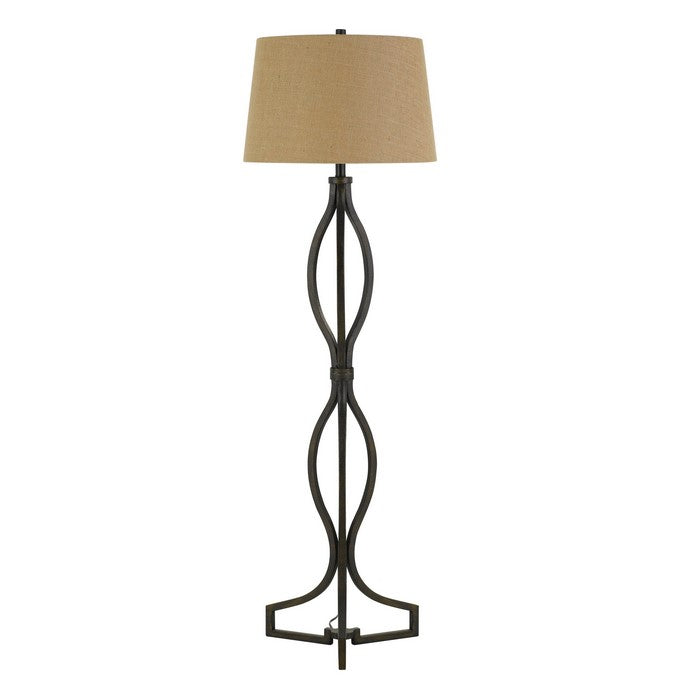 Metal Floor Lamp with Curved Design Stalk Support, Dark Bronze