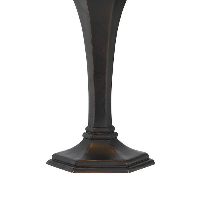 Tiffany Table Lamp with 2 Pull Switches and Resin Pedestal Body, Bronze