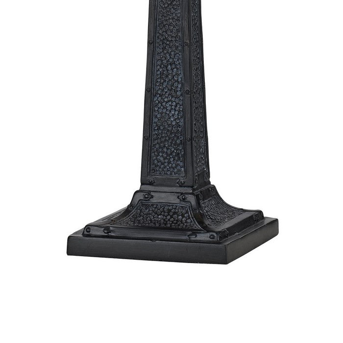 Tiffany Table Lamp with 2 Pull Switches and Resin Pedestal Body, Gray