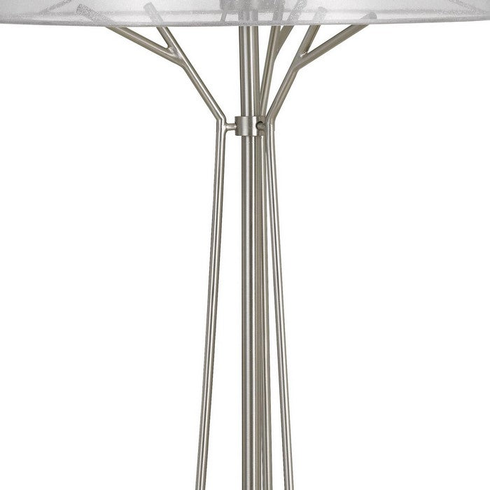 Sleek Metal Body Table Lamp with Two Tier Translucent Shade, Silver