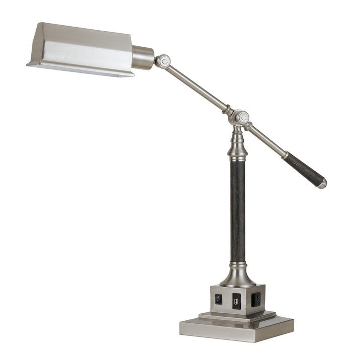 60 Watt Metal Desk Lamp with Adjustable Arm and Head, Silver