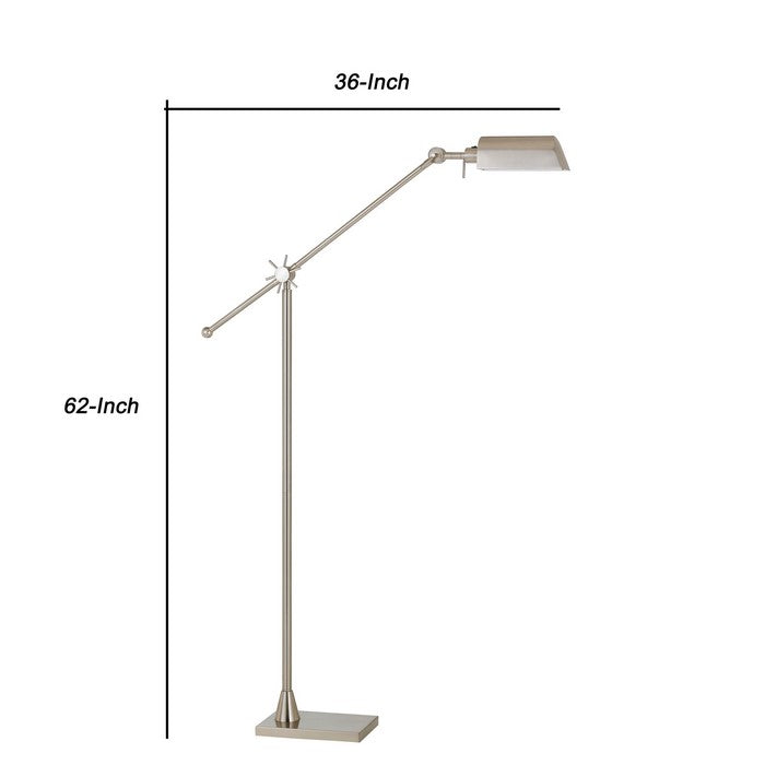 Integrated LED Floor Lamp with Metal Body and Adjustable Height, Silver