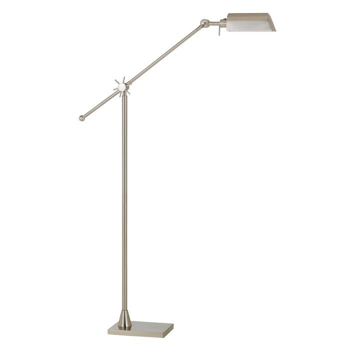 Integrated LED Floor Lamp with Metal Body and Adjustable Height, Silver