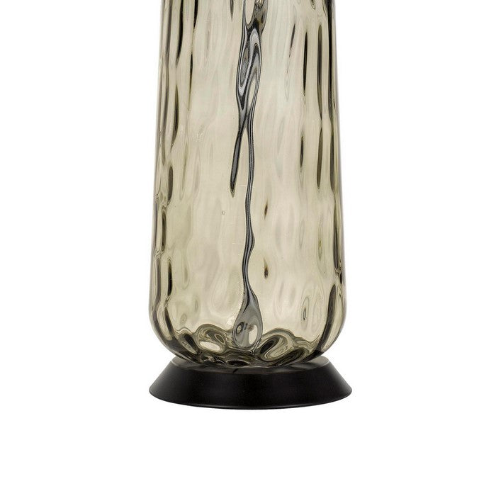3 Way Glass Body Table Lamp wit Tapered Fabric Shade, Set of 2, White