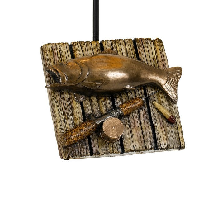 Fishing Theme Resin Table Lamp with Net Accent Paper Drum Shade, Beige