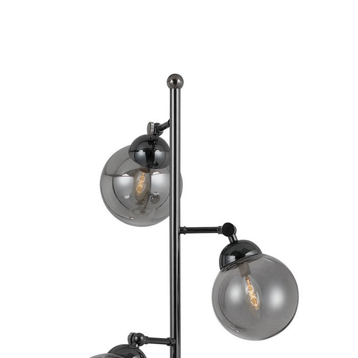 Industrial Metal Body Table Lamp with Three Glass Ball Shades, Black