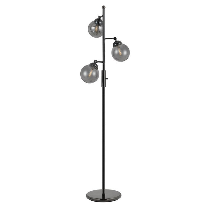 Industrial Metal Body Table Lamp with Three Glass Ball Shades, Black