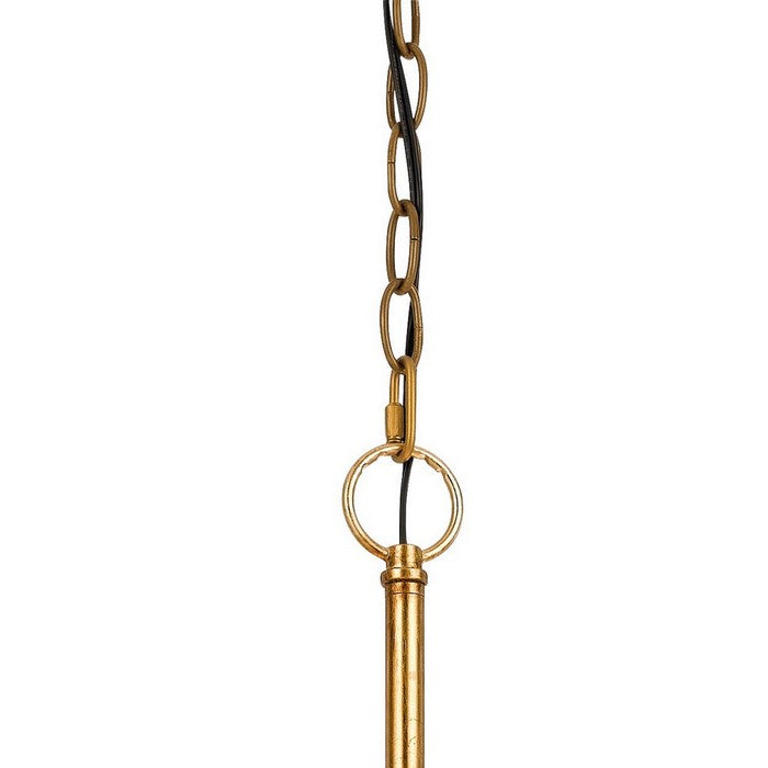 Fabric and Metal Pendant with Geometric and Embossed Floral Design, Gold