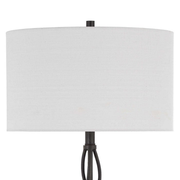 150W 3 Way Metal Floor Lamp with Fabric Drum Shade, Bronze and White