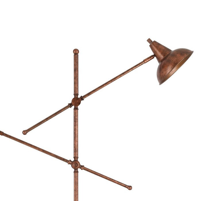 Metal Body Floor Lamp with 2 Adjustable Arms and Metal Shades, Bronze