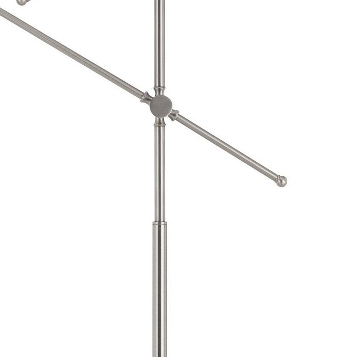 Tubular Metal Body Floor Lamp with 2 Adjustable Arms, Silver