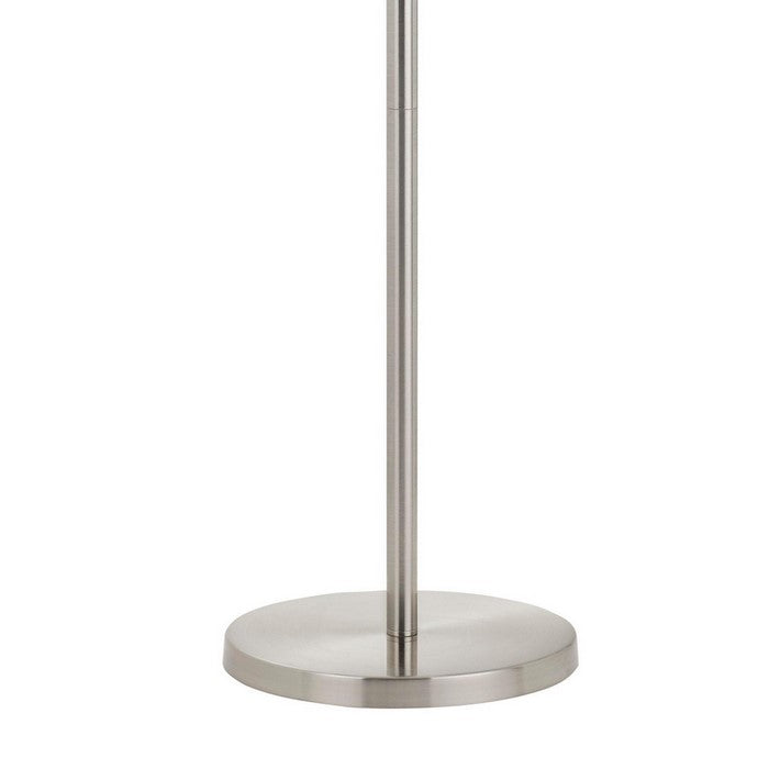 Tubular Metal Body Floor Lamp with 2 Adjustable Arms, Silver