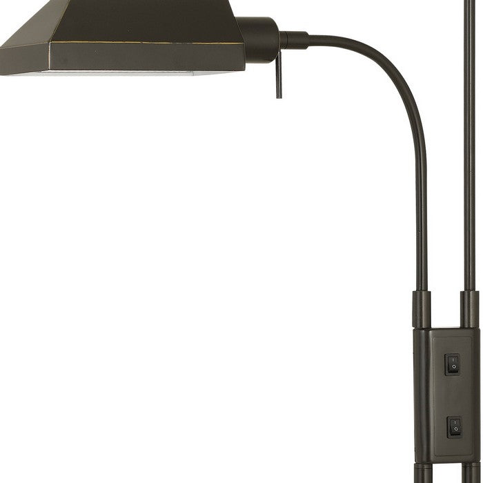 60W x 2 Metal Floor Lamp with Round Base and On Off Rocker Switch, Bronze