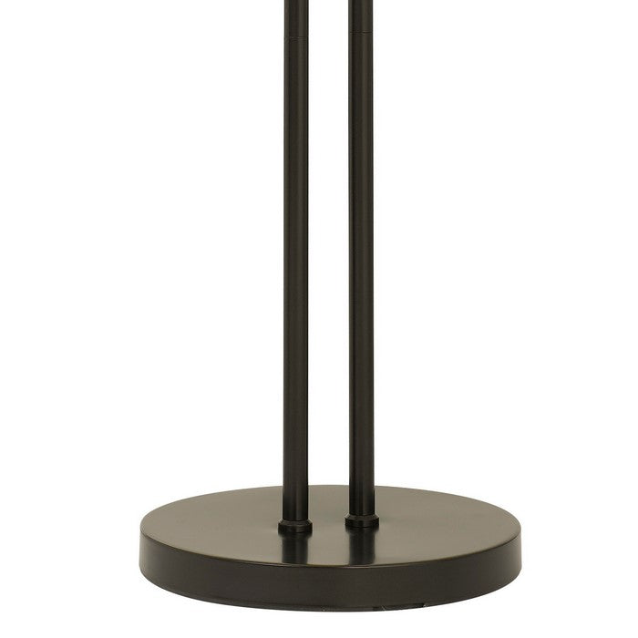 60W x 2 Metal Floor Lamp with Round Base and On Off Rocker Switch, Bronze