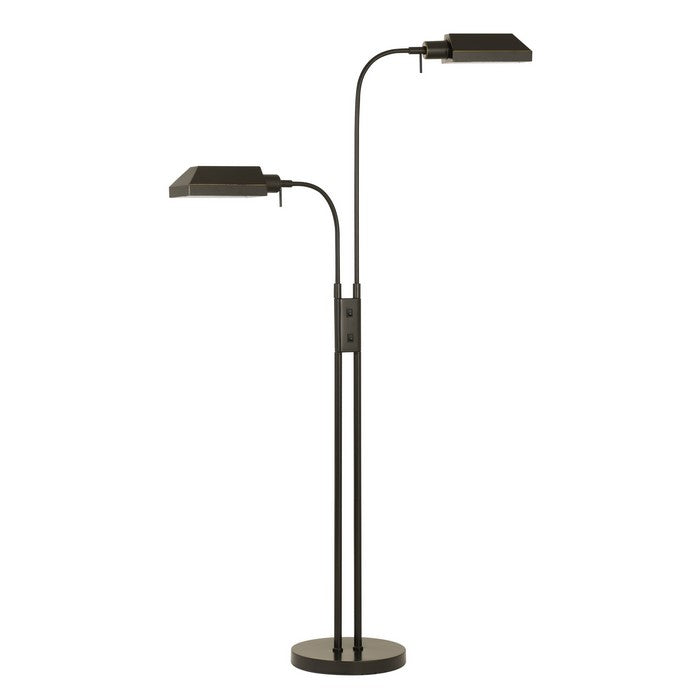 60W x 2 Metal Floor Lamp with Round Base and On Off Rocker Switch, Bronze